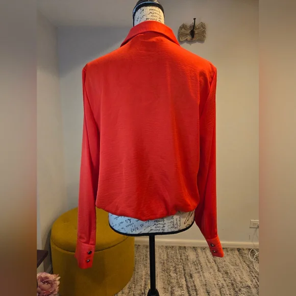 Karl Lagerfeld Vibrant Orange  Blouse,Long Sleeves, Size M. - Picture 6 of 14